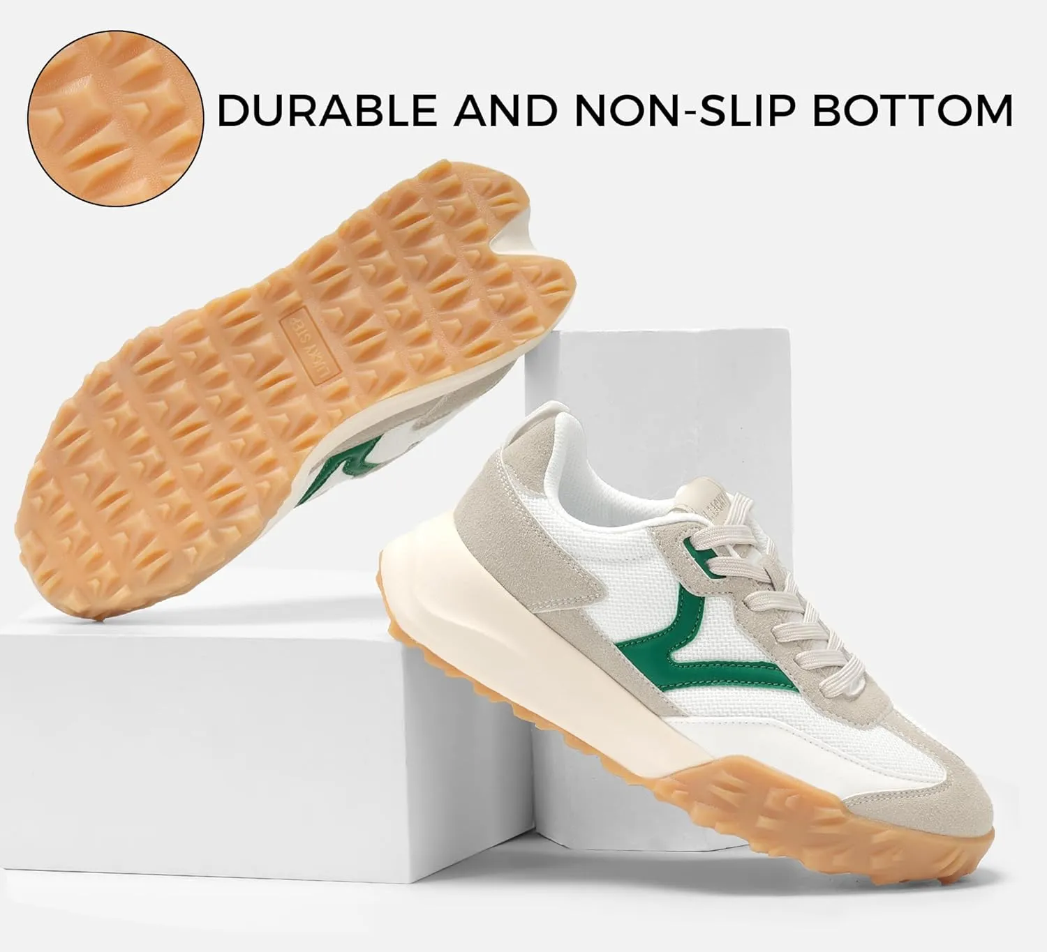 LUCKY STEP Women's Platform Tennis Walking Shoe Retro Chunky Casual Breathable Durable Deluxe Fashion Skate Sneaker