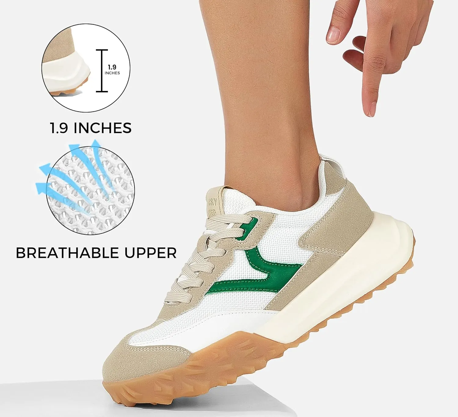 LUCKY STEP Women's Platform Tennis Walking Shoe Retro Chunky Casual Breathable Durable Deluxe Fashion Skate Sneaker