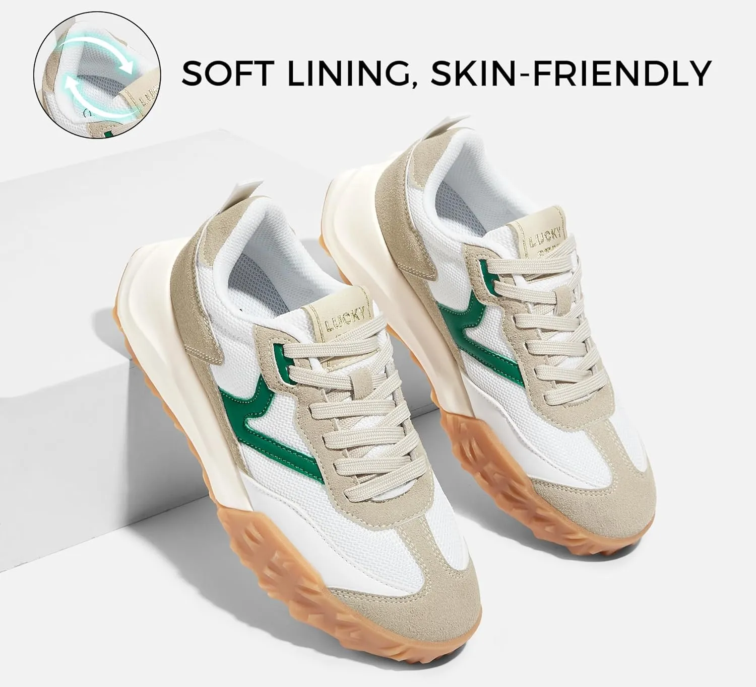 LUCKY STEP Women's Platform Tennis Walking Shoe Retro Chunky Casual Breathable Durable Deluxe Fashion Skate Sneaker