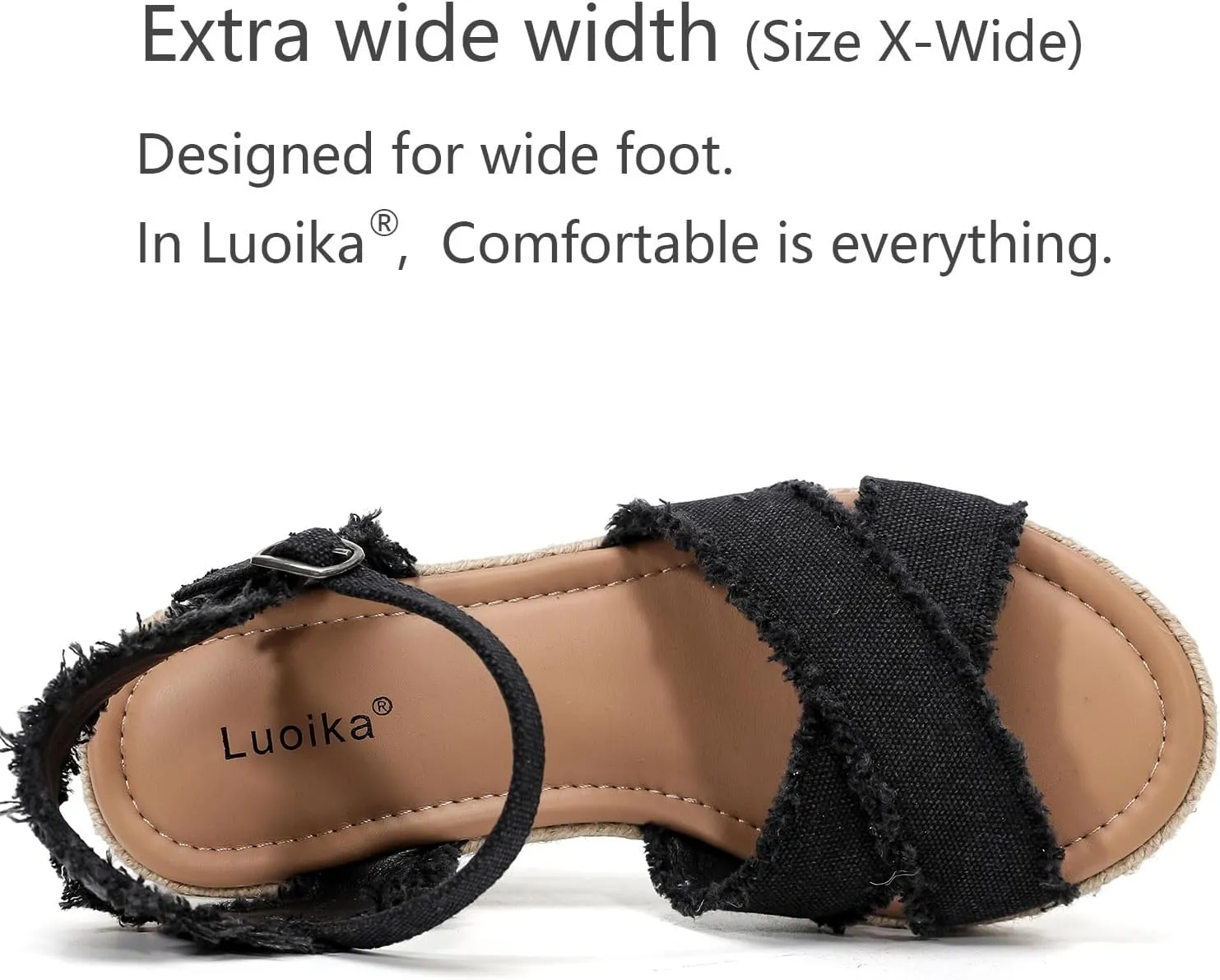 Luoika Women's Wide Width Flat Slides Sandals, Strapy Slide Sandal Slip on Dressy Summer Shoes for Women.