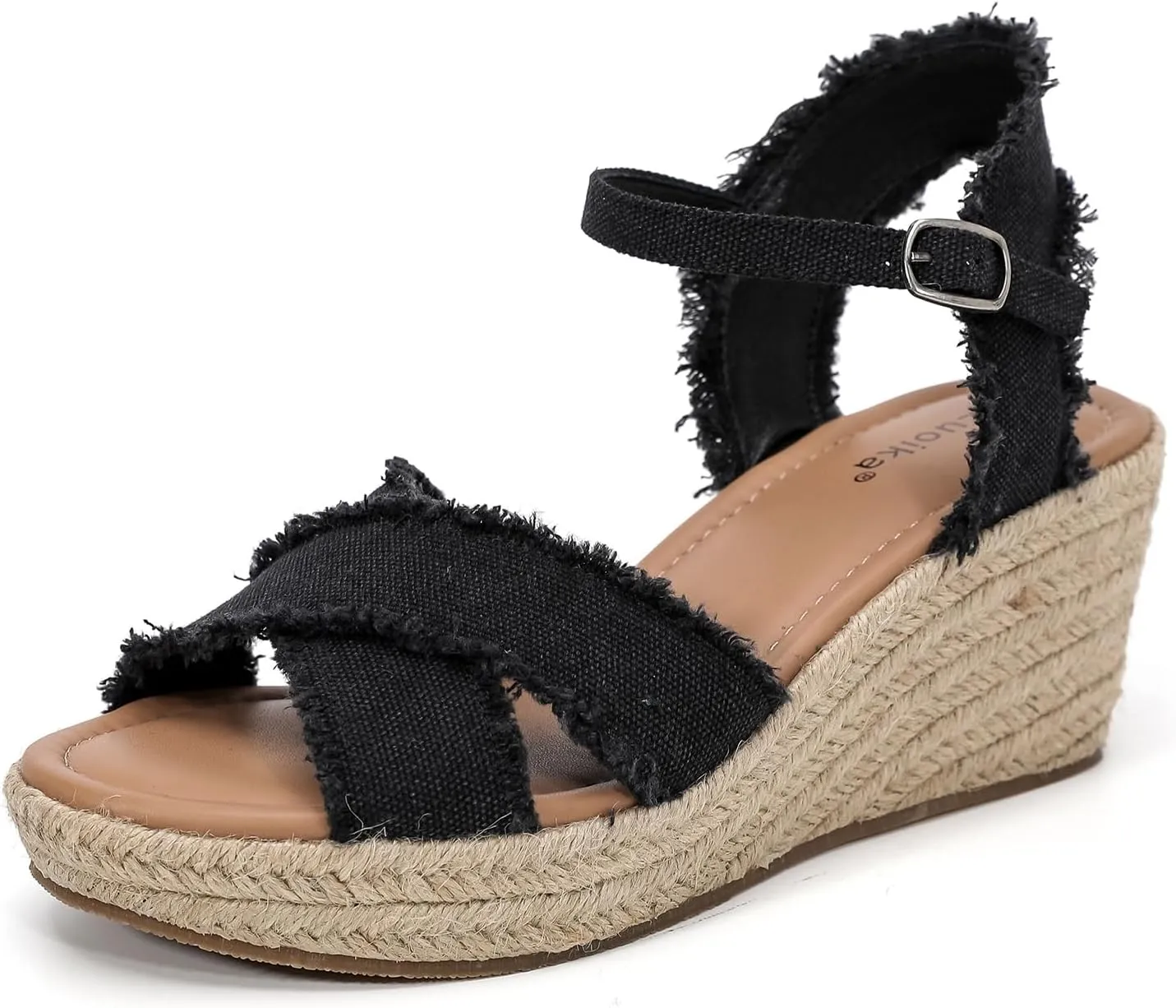 Luoika Women's Wide Width Flat Slides Sandals, Strapy Slide Sandal Slip on Dressy Summer Shoes for Women.