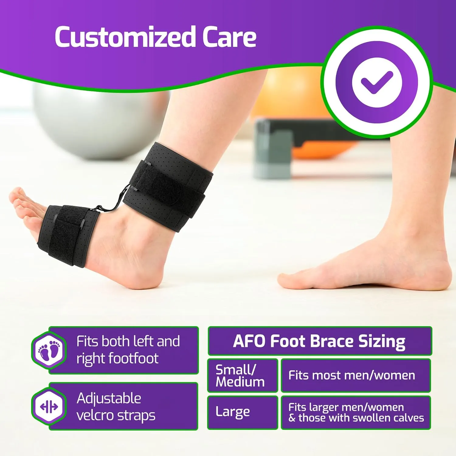 MARS WELLNESS Drop Foot Brace - AFO Splint for Foot Drop Relief and Support - Adjustable, Comfortable Brace Ankle Foot Orthosis - Small/Medium