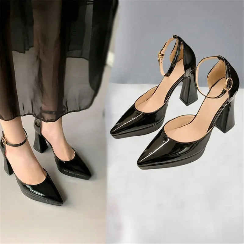 Mary Jane Heels for Women Bow Lolita Platform High Heels Kawaii Shoes Dress Round Toe Pumps