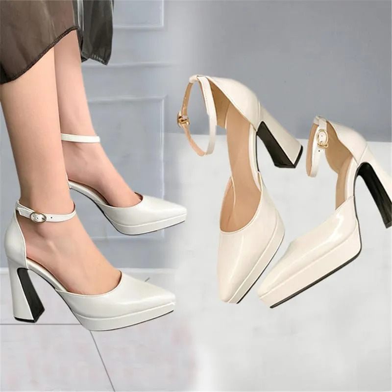 Mary Jane Heels for Women Bow Lolita Platform High Heels Kawaii Shoes Dress Round Toe Pumps