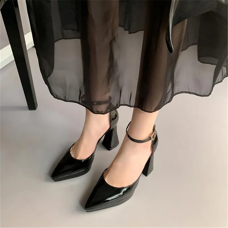 Mary Jane Heels for Women Bow Lolita Platform High Heels Kawaii Shoes Dress Round Toe Pumps