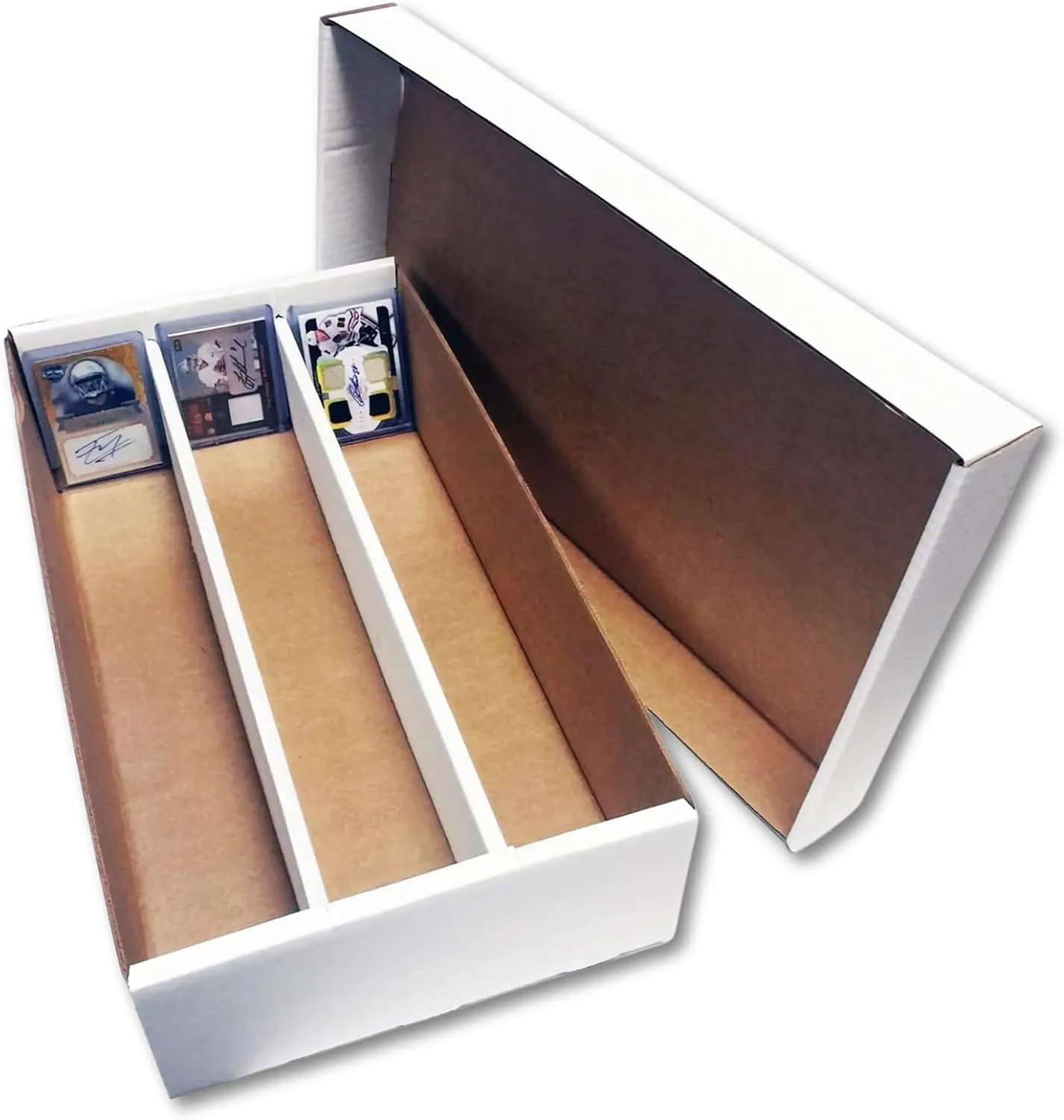 Max Protection (12) Super Shoe Box Card Storage - Durable 3 Row Toploader Card Storage Box - Made in USA with Premium Cardboard - Trading Card Organizer - Holds Toploaders for Safe Collection