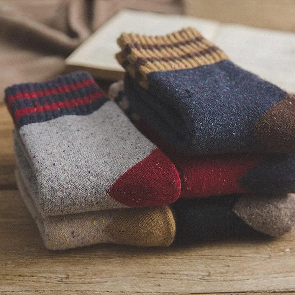 Meloday Thick Wool Vintage Classic Hiking Crew Socks for Women Soft and Comfortable - 5 Pairs Per Pack