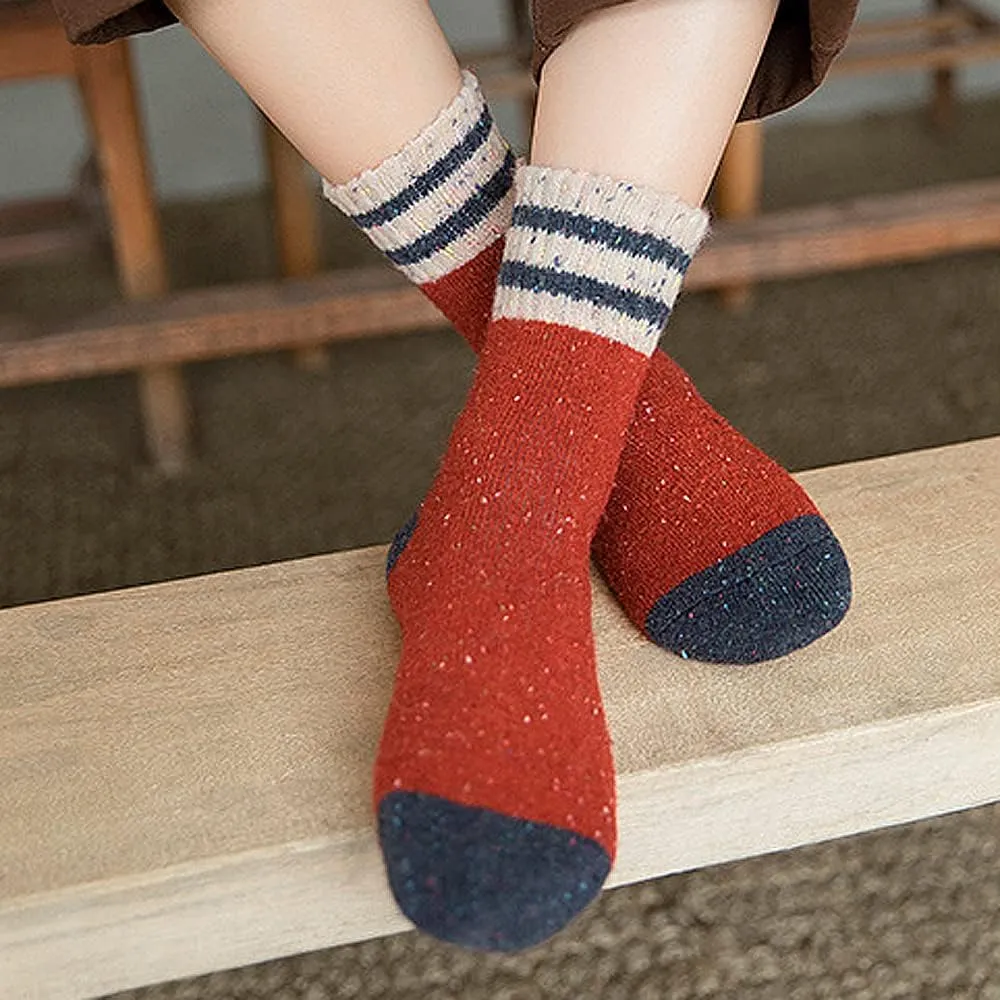 Meloday Thick Wool Vintage Classic Hiking Crew Socks for Women Soft and Comfortable - 5 Pairs Per Pack