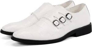 Men's Classic Patent Leather Double Monk Mouth Cap Toe Formal Business Loafers Vintage Casual Comfortable Non-Slip Wedding Formal Shoes