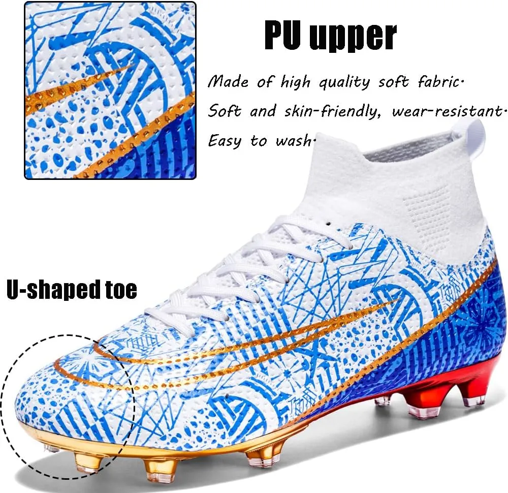 Men's Cleats Firm Ground Soccer Shoes Athletic Lightweight Running Outdoor Turf Comfortable Training Football Shoes