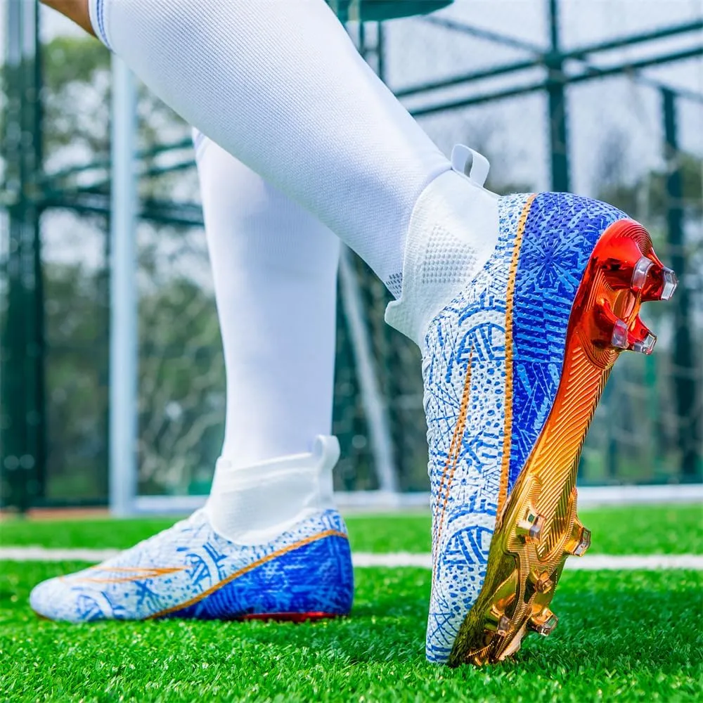 Men's Cleats Firm Ground Soccer Shoes Athletic Lightweight Running Outdoor Turf Comfortable Training Football Shoes