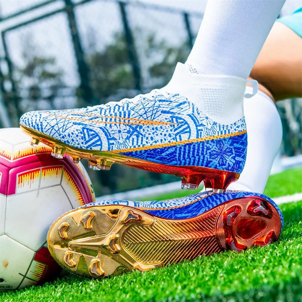 Men's Cleats Firm Ground Soccer Shoes Athletic Lightweight Running Outdoor Turf Comfortable Training Football Shoes