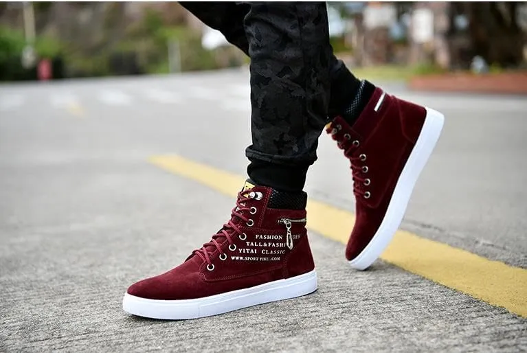 Men's Fashion Sneakers High-top Canvas Shoes, Skateboard Shoes Comfortable Casual Walking Shoes