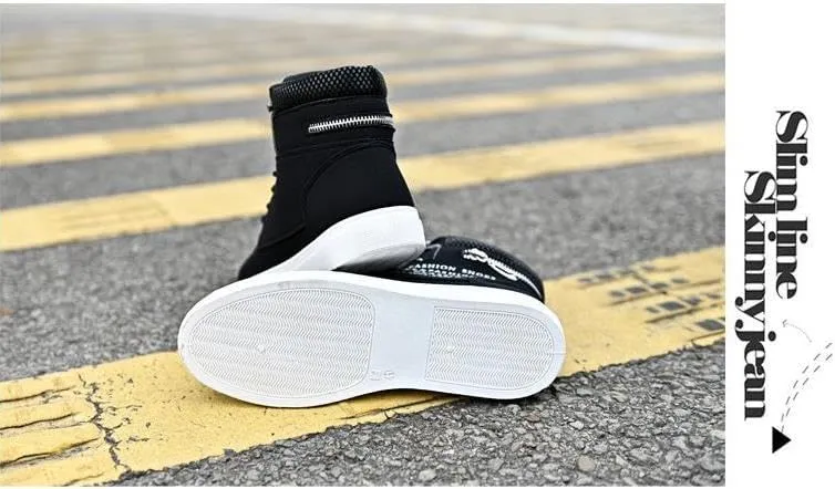 Men's Fashion Sneakers High-top Canvas Shoes, Skateboard Shoes Comfortable Casual Walking Shoes