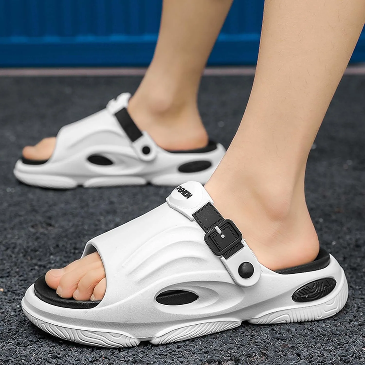Men's Shallow Mouth Wide Casual Garden Shoes, Comfortable Swimming Pool Walking Shoes, Classic Lightweight Comfortable Beach Wading Shoes
