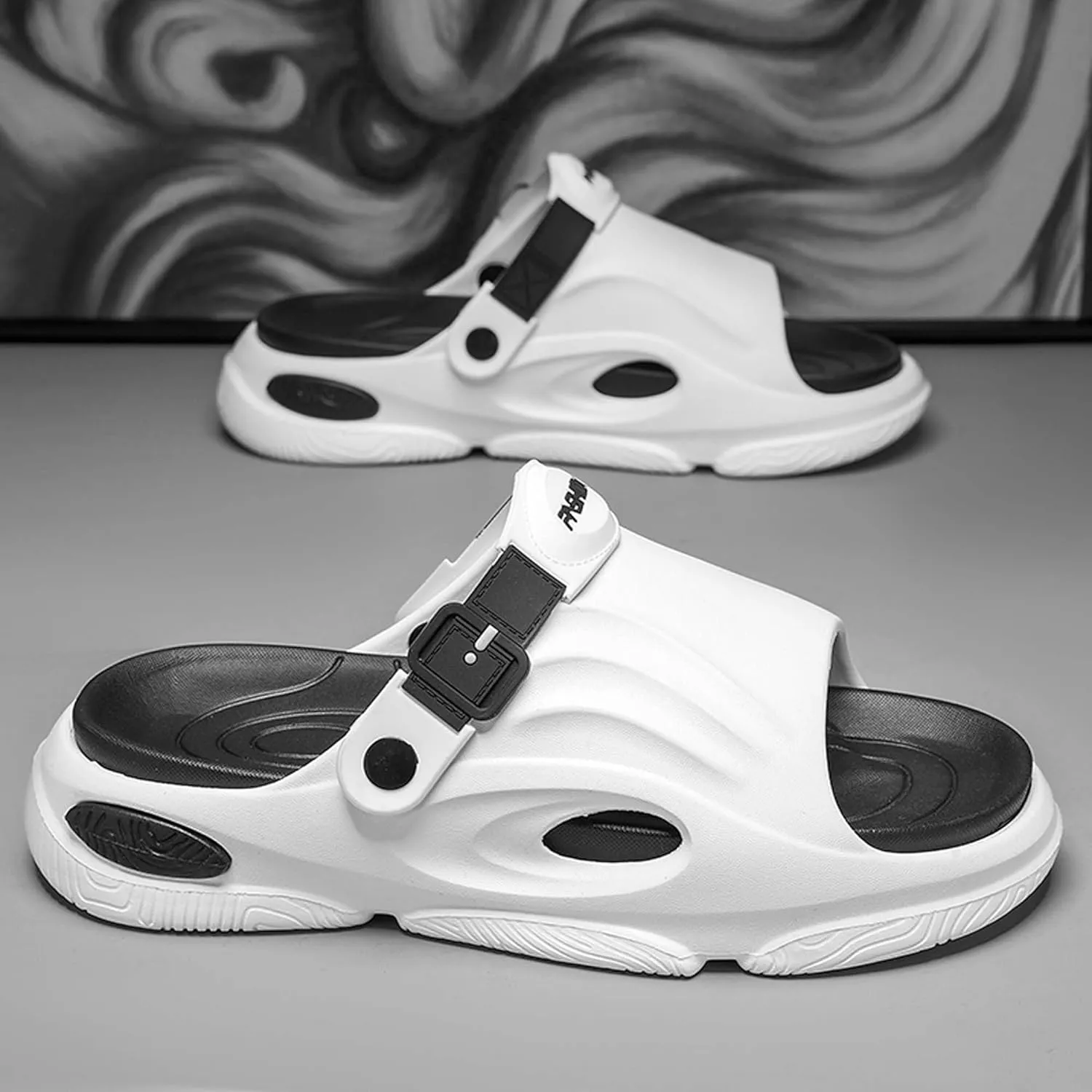 Men's Shallow Mouth Wide Casual Garden Shoes, Comfortable Swimming Pool Walking Shoes, Classic Lightweight Comfortable Beach Wading Shoes