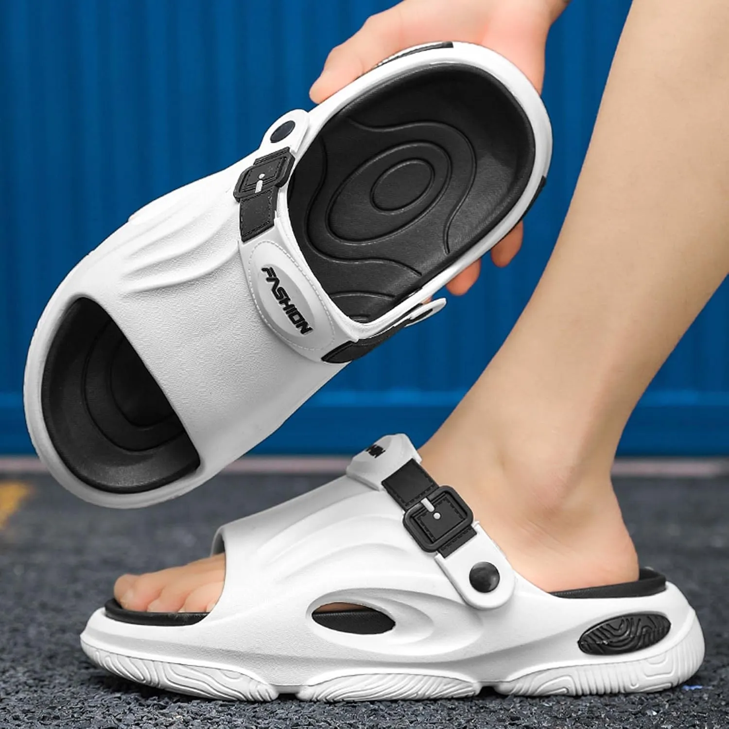 Men's Shallow Mouth Wide Casual Garden Shoes, Comfortable Swimming Pool Walking Shoes, Classic Lightweight Comfortable Beach Wading Shoes