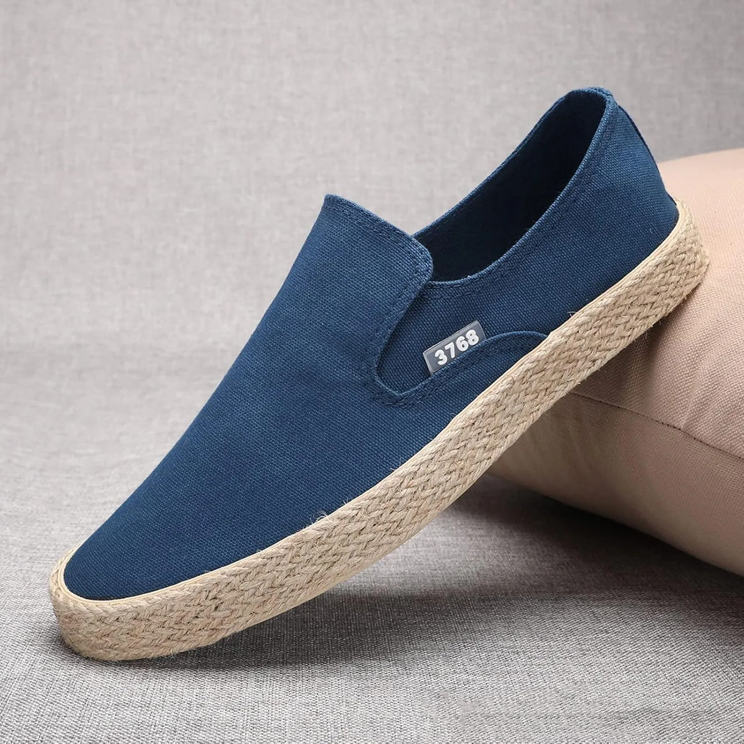 Mens Slip On Sneakers Comfortable Wide Width Espadrilles Casual Sneakers Flat Walking Shoes Breathable Lightweight Canvas Sport Shoes