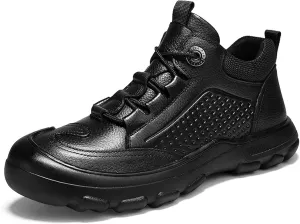 Men's Walking Shoes Outdoor Non-slip Climbing Shoes Cowhide Waterproof Cross-country Travel Shoes Fashion Lace-up Casual Sneakers Classic Business Office Shoes