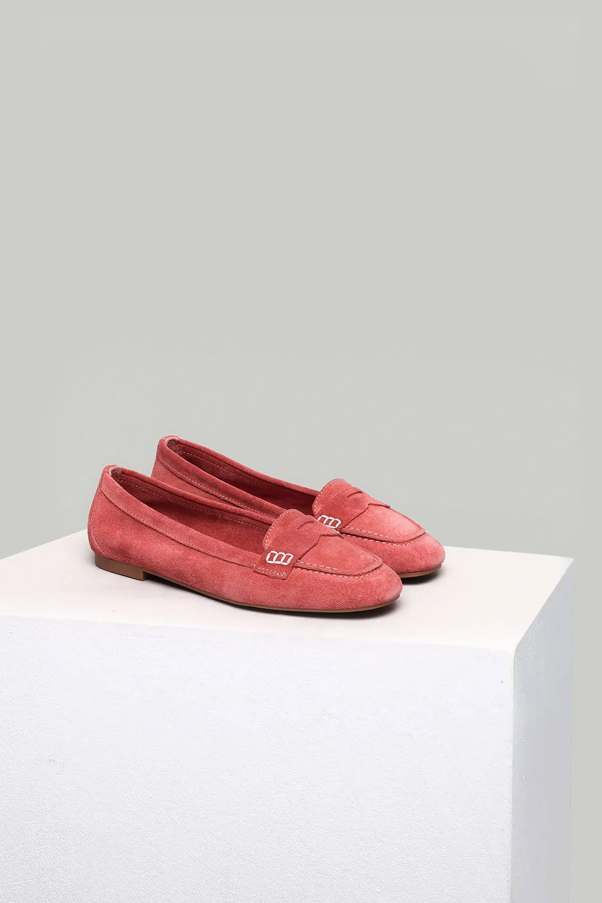 Mercan Süet Kadın Deri Loafer