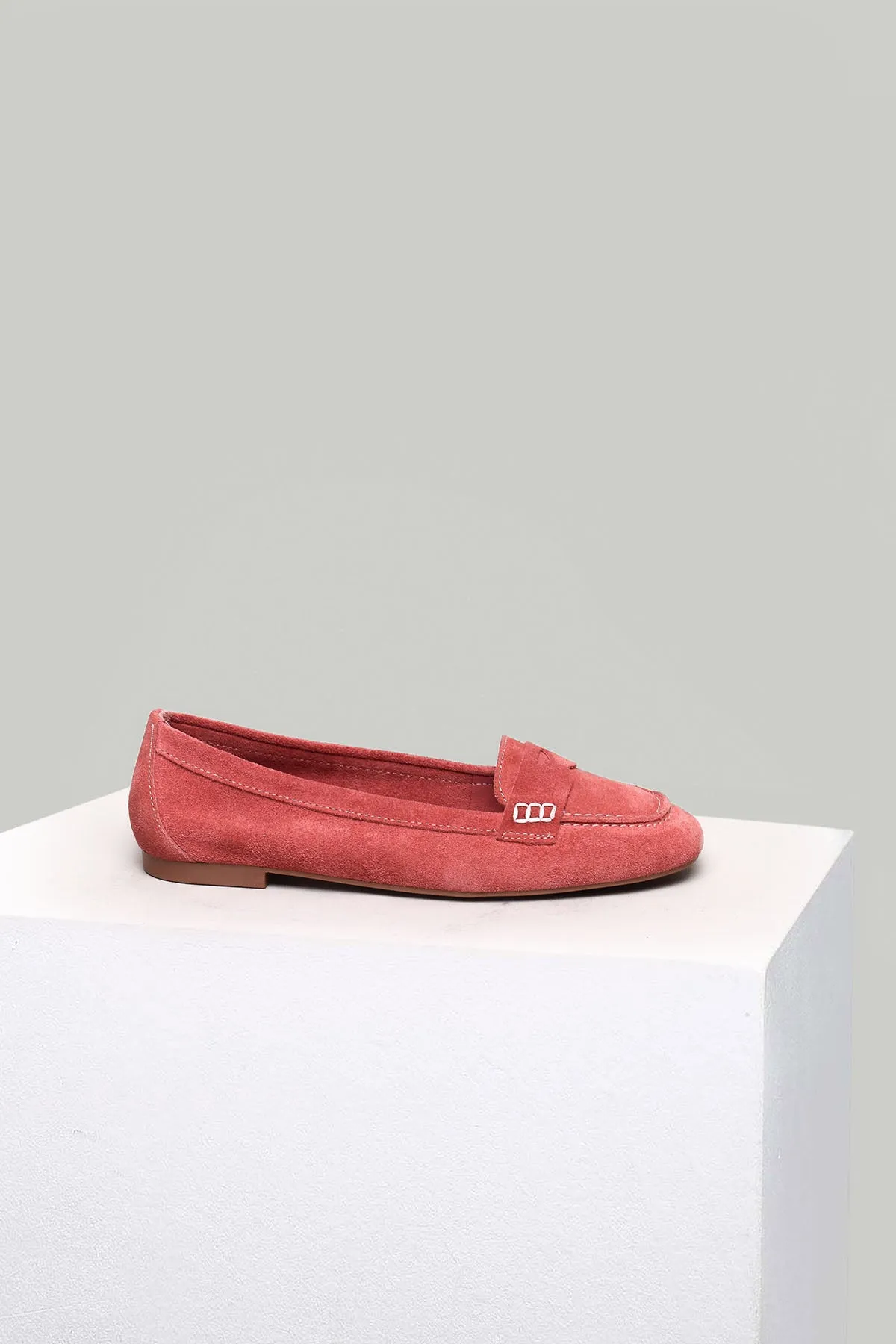 Mercan Süet Kadın Deri Loafer