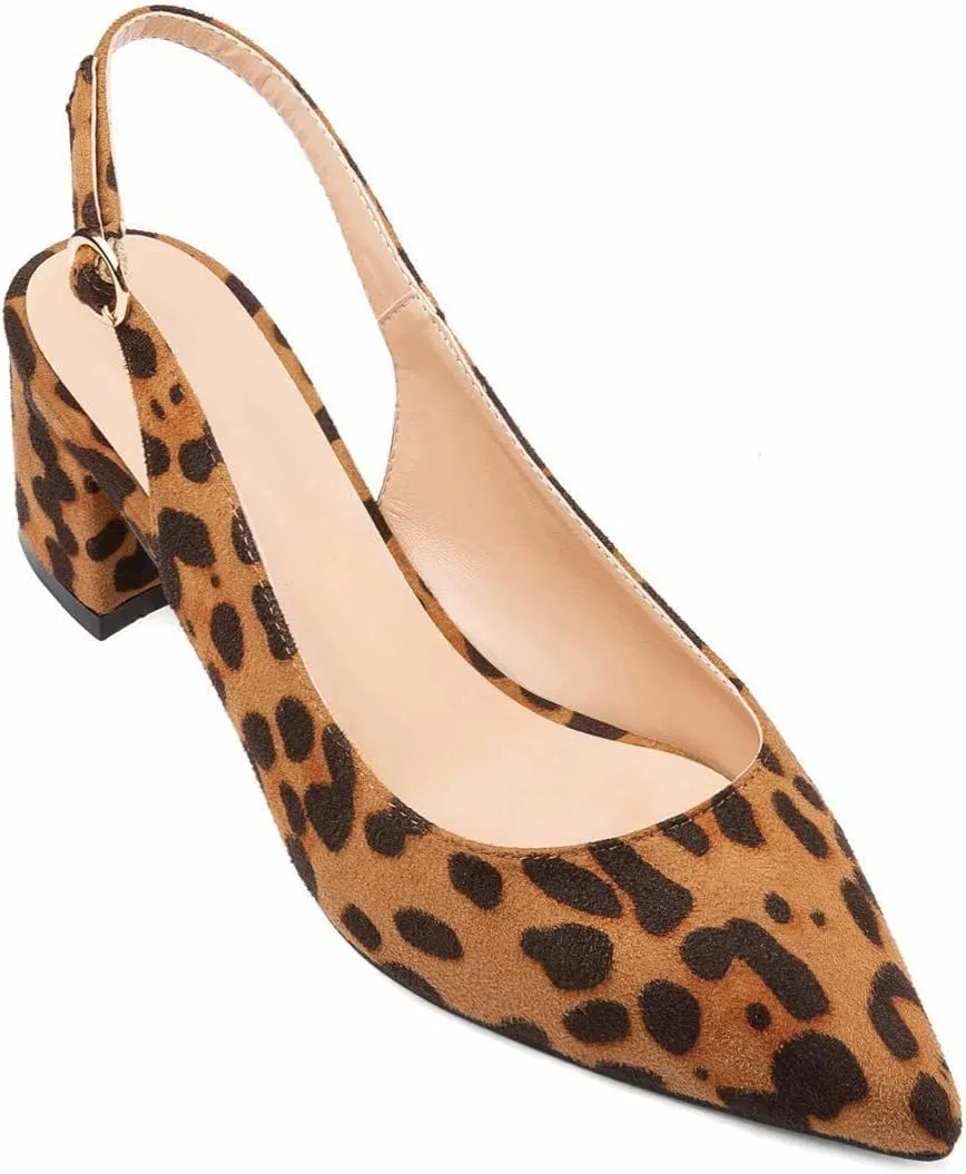 Mettesally Block Heel Slingback Pumps for Women 2 Inches Low Heel Comfortable