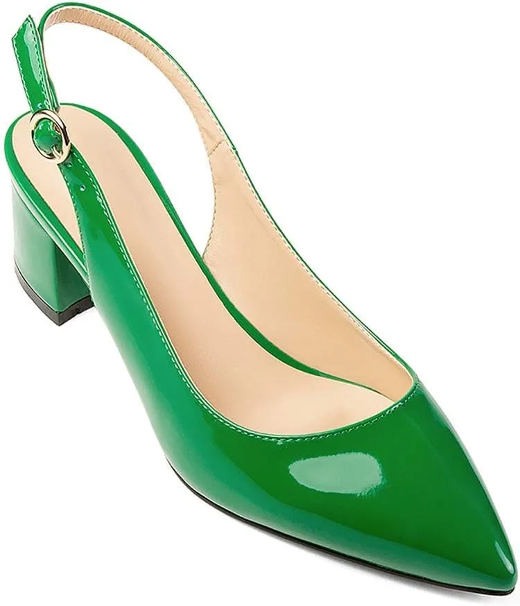Mettesally Block Heel Slingback Pumps for Women 2 Inches Low Heel Comfortable