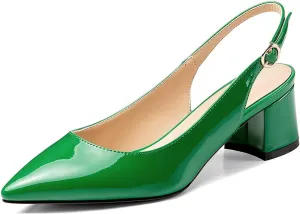 Mettesally Block Heel Slingback Pumps for Women 2 Inches Low Heel Comfortable