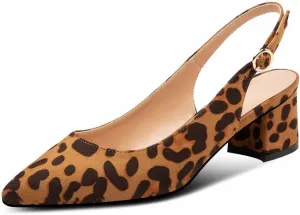 Mettesally Block Heel Slingback Pumps for Women 2 Inches Low Heel Comfortable