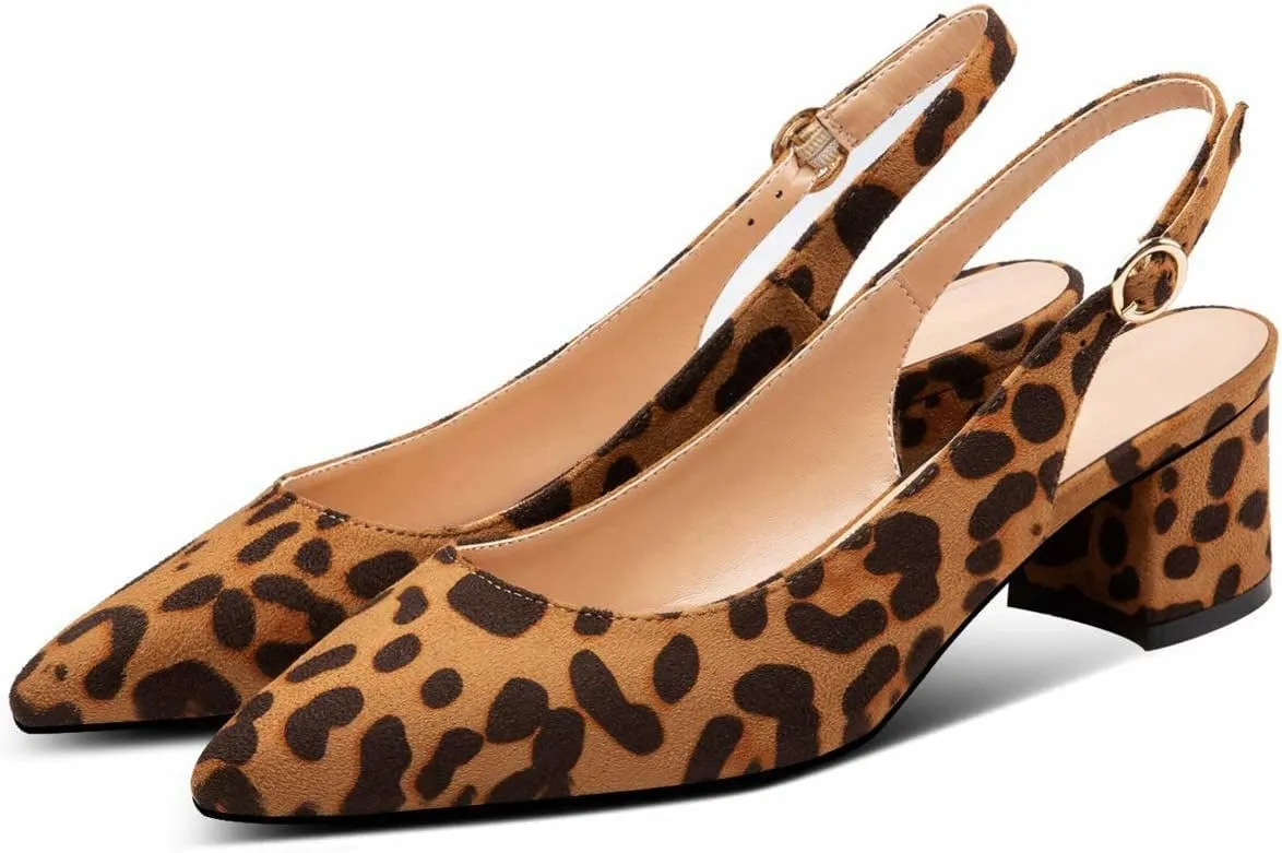 Mettesally Block Heel Slingback Pumps for Women 2 Inches Low Heel Comfortable