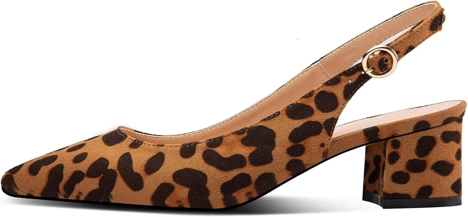 Mettesally Block Heel Slingback Pumps for Women 2 Inches Low Heel Comfortable