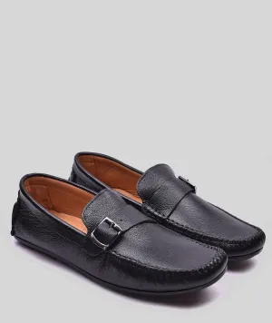 MILLED LEATHER SIDE BUCKLE LOAFER SHOES