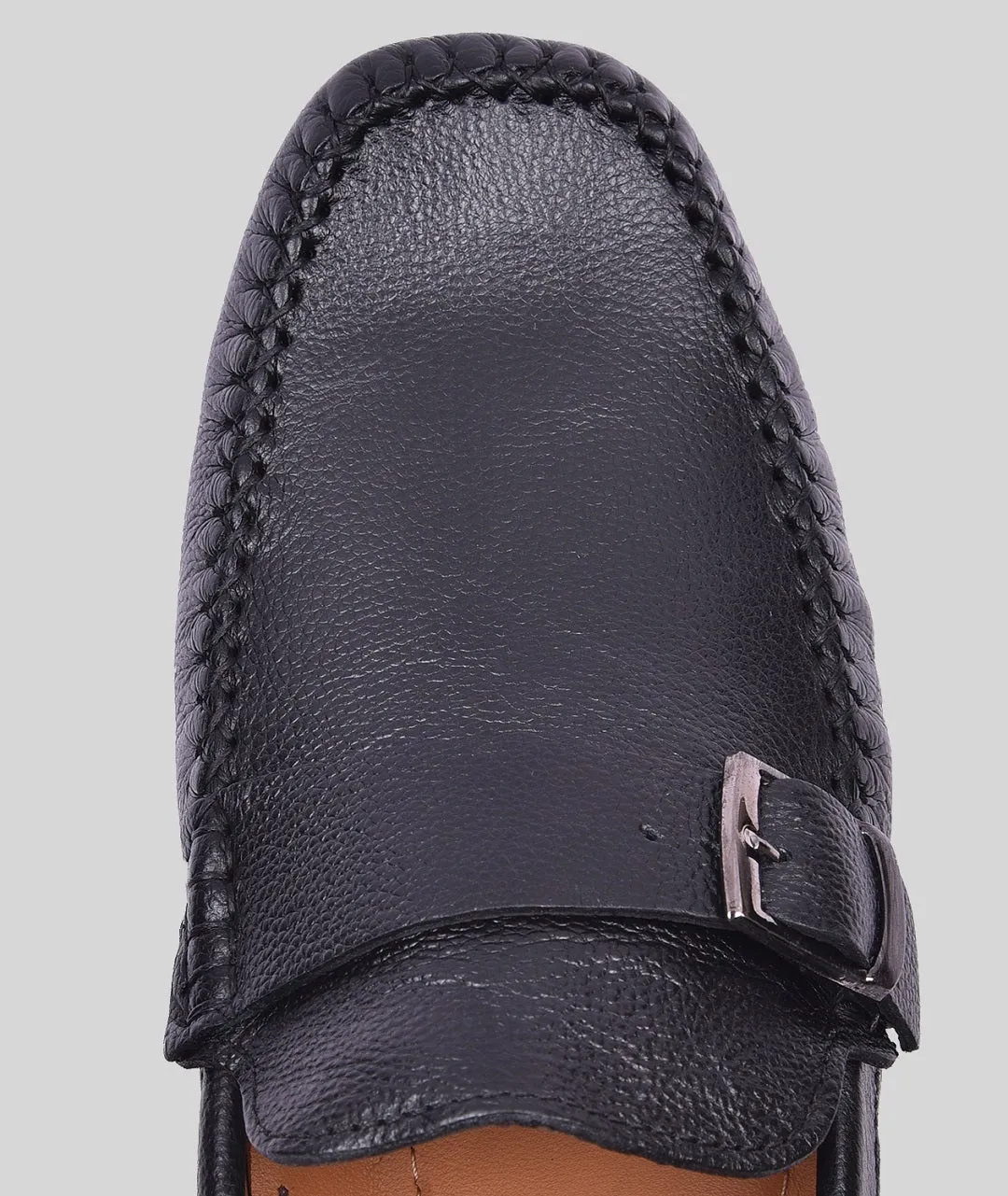 MILLED LEATHER SIDE BUCKLE LOAFER SHOES