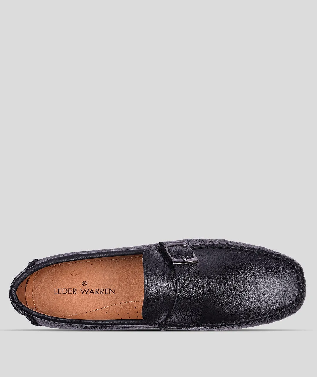 MILLED LEATHER SIDE BUCKLE LOAFER SHOES