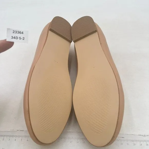 miss left Nude Round Toe V-Cut Ballet Flats Comfortable Slip on Ballroom Shoes