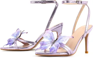 MissHeel Butterfly Heels for Women Ankle Strap High Heels Pointed Toe