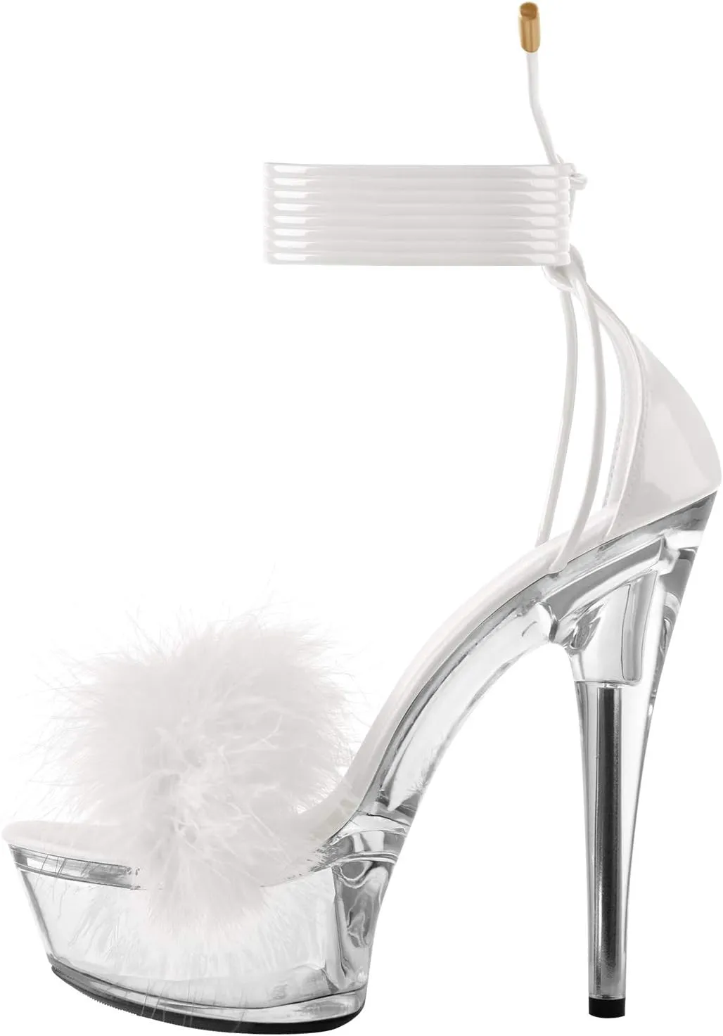 MissHeel Lace Up Clear Platform Heels Stiletto Sandals