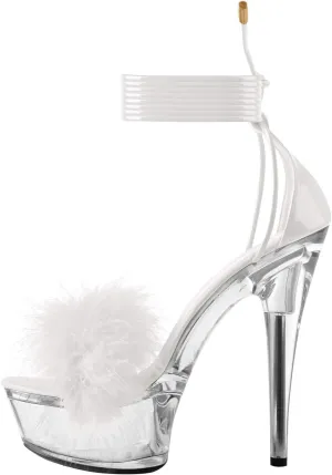MissHeel Lace Up Clear Platform Heels Stiletto Sandals