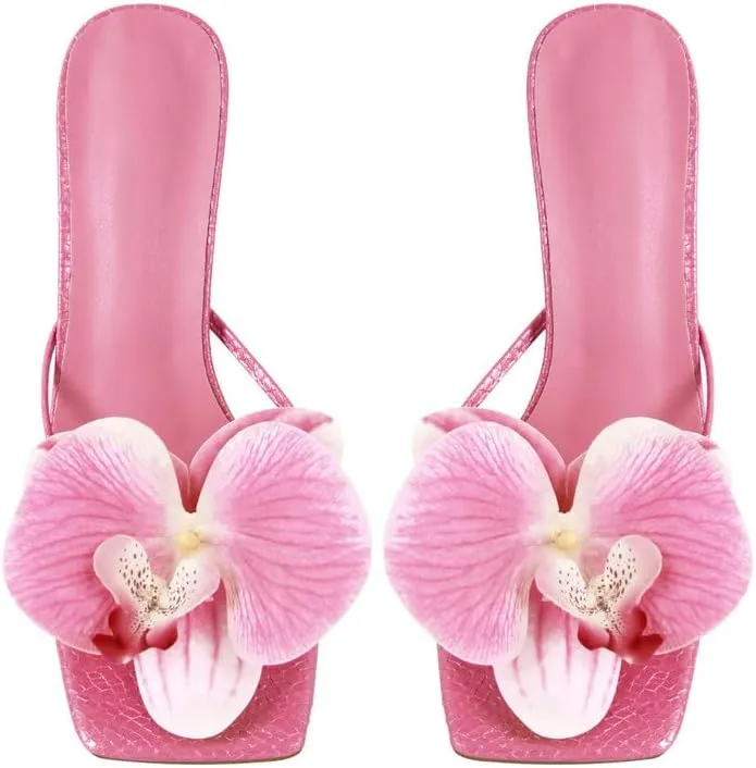 MissHeel Orchid Heels for Women Slip On Thong Heels