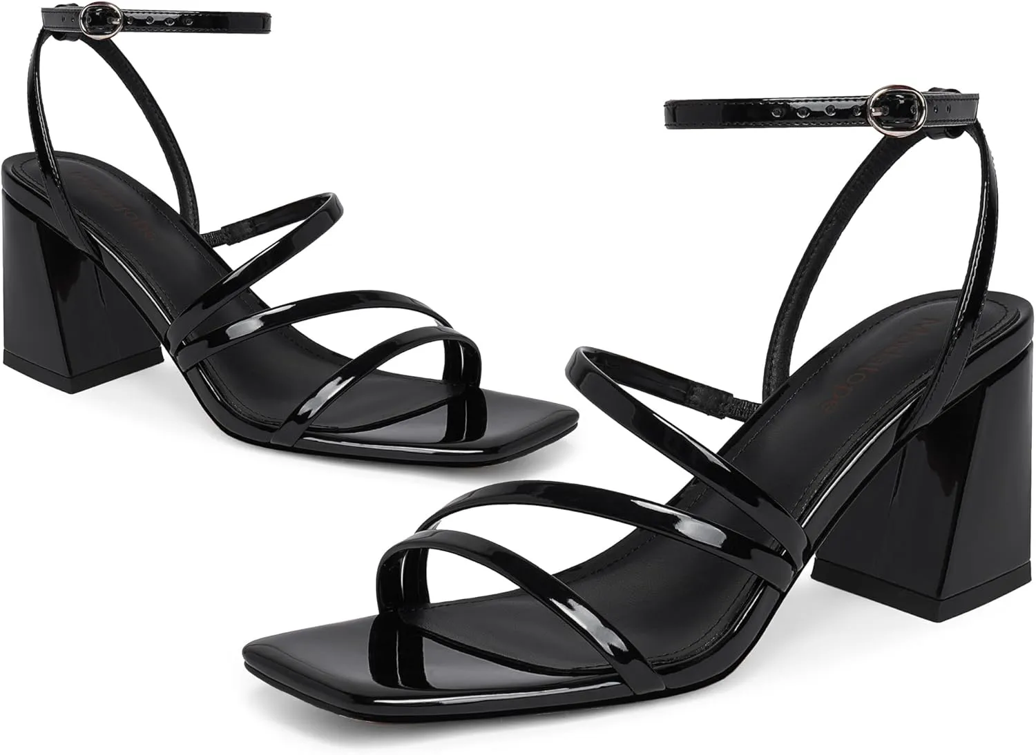 Modatope Women Heeled Sandals Strappy Heels Square Open Toe Chunky Block Heels Ankle Strap Sandals for Women Comfortable Heels