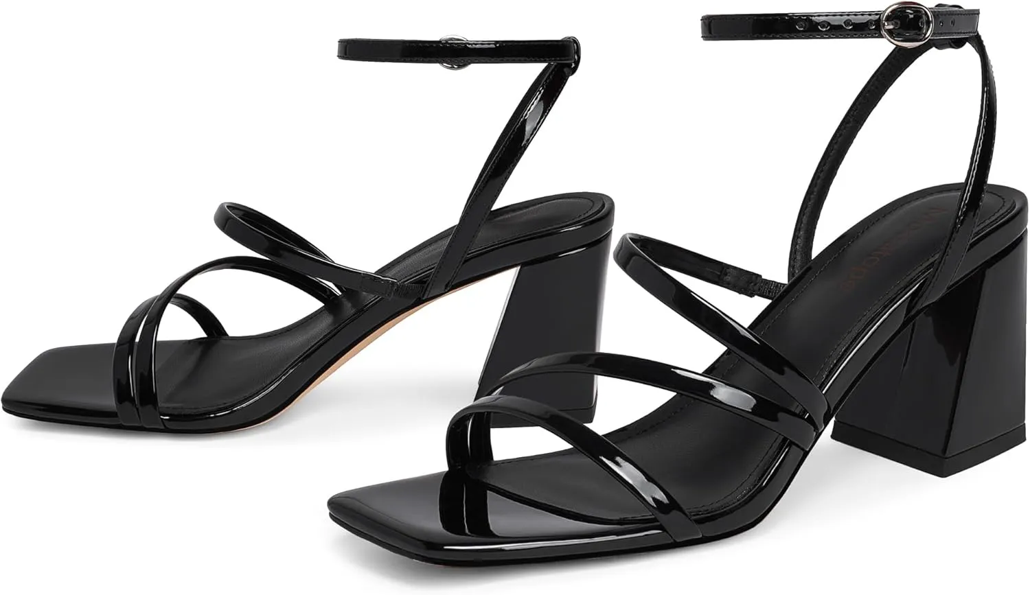 Modatope Women Heeled Sandals Strappy Heels Square Open Toe Chunky Block Heels Ankle Strap Sandals for Women Comfortable Heels