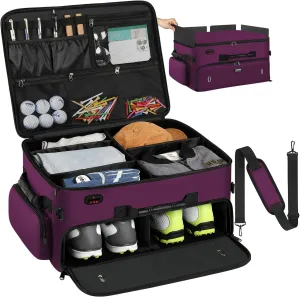 Mogplof Extra Large 2 Layer Golf Trunk Organizer, Golf Gifts for Men Golfers, 20"x 14"x 10" Water-Resistant Car Durable Golf Organizer for 2 Pair Shoes, Balls, Tees, Clothes, Gloves, Accessories