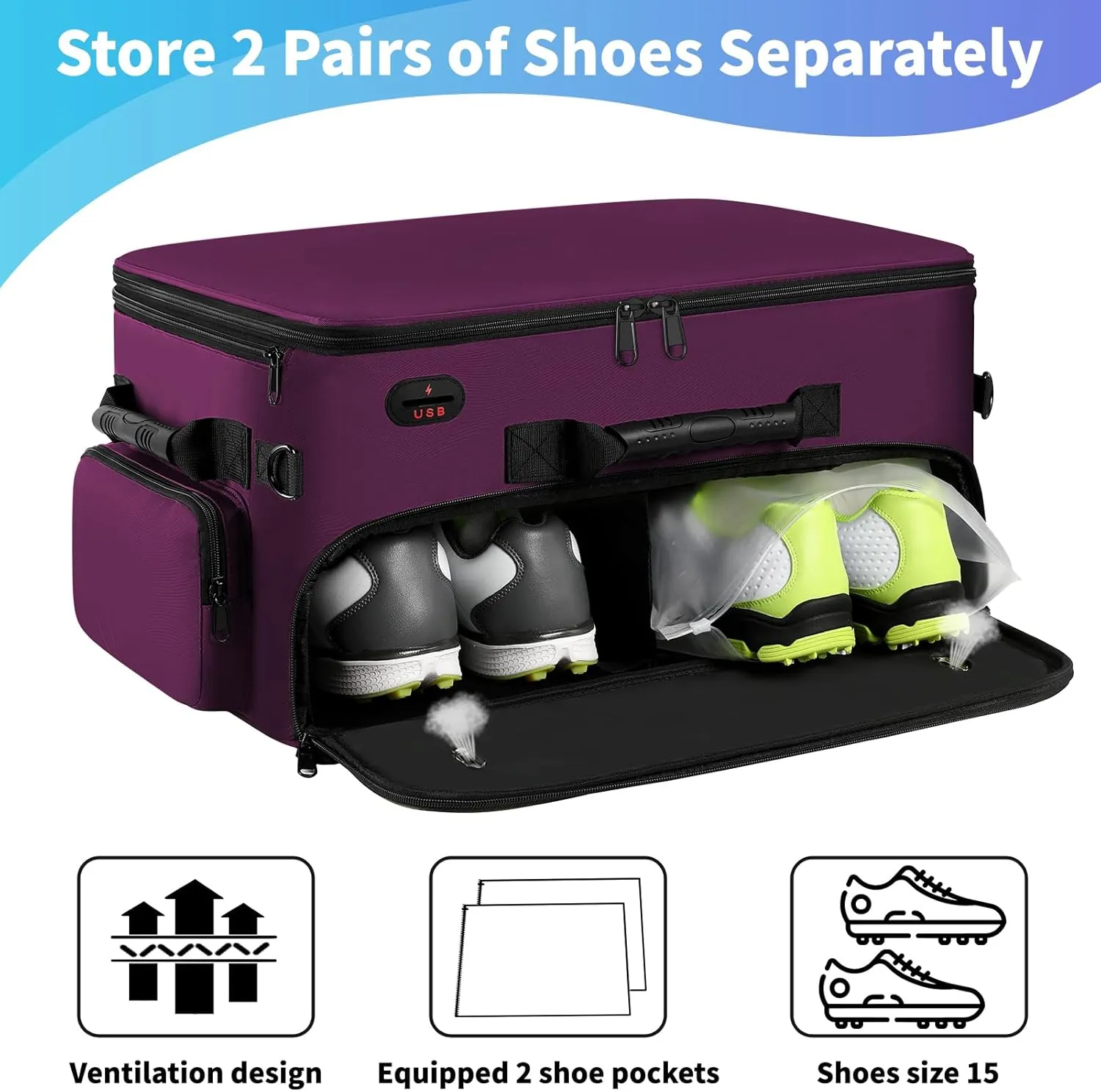 Mogplof Extra Large 2 Layer Golf Trunk Organizer, Golf Gifts for Men Golfers, 20"x 14"x 10" Water-Resistant Car Durable Golf Organizer for 2 Pair Shoes, Balls, Tees, Clothes, Gloves, Accessories