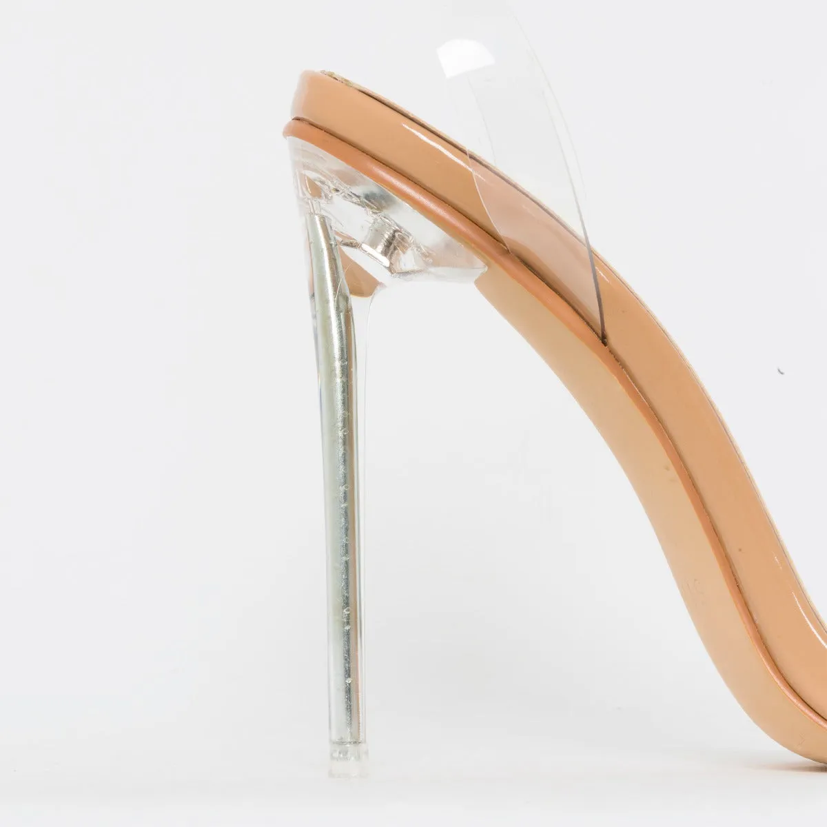 Molly Nude Patent Clear Diamante Stiletto Heels