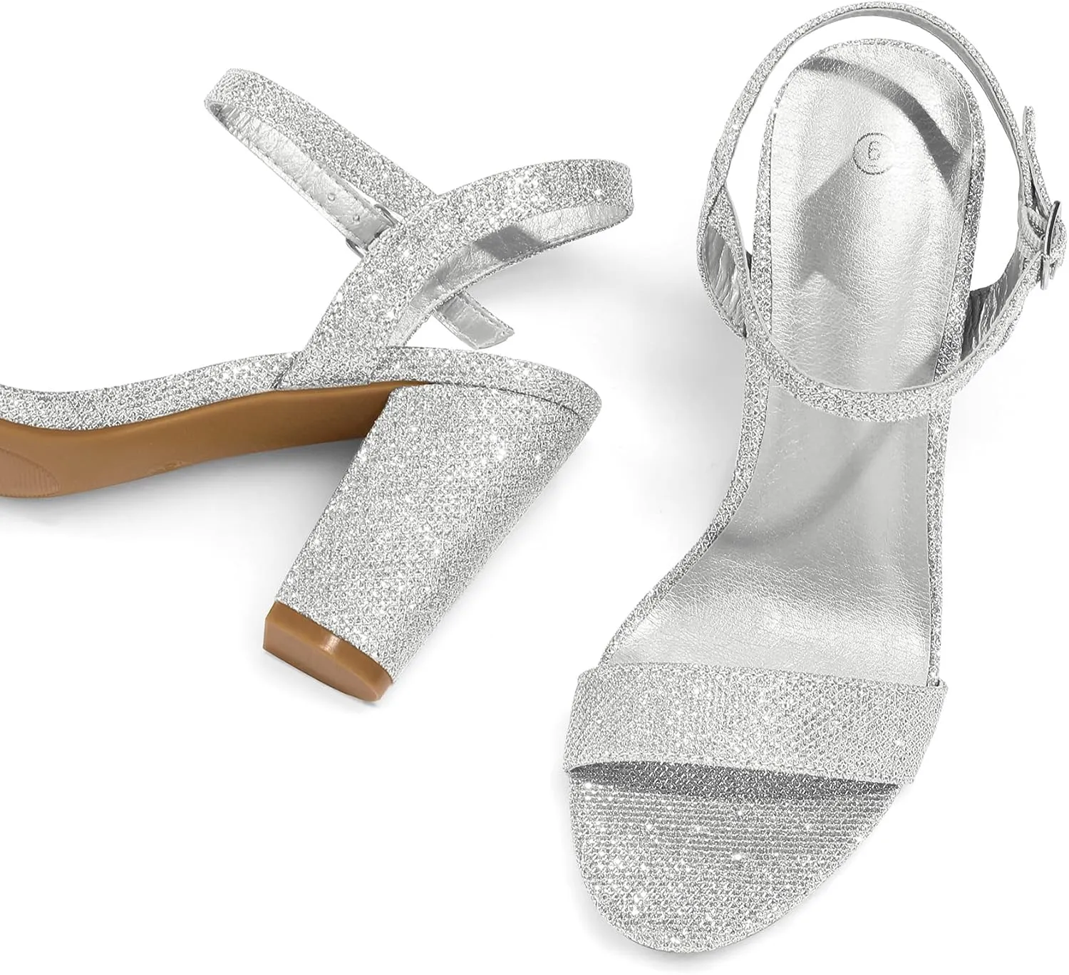 mysoft Women's Chunky Block Heels 3.3IN Open Toe Ankle Strap High Heeled Sandals Wedding Party Dress Pump Shoes