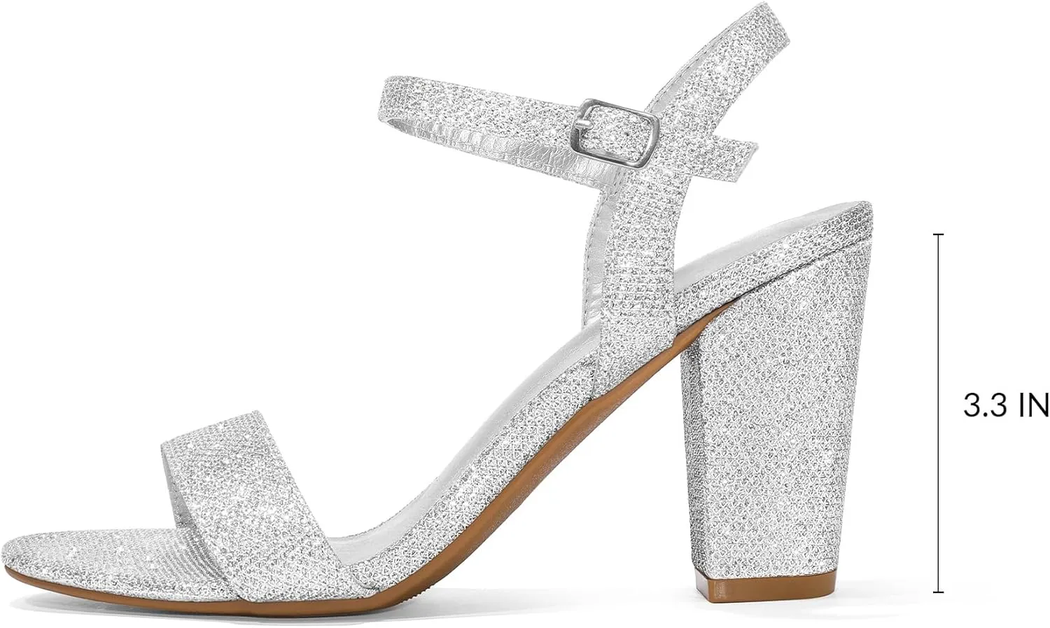 mysoft Women's Chunky Block Heels 3.3IN Open Toe Ankle Strap High Heeled Sandals Wedding Party Dress Pump Shoes