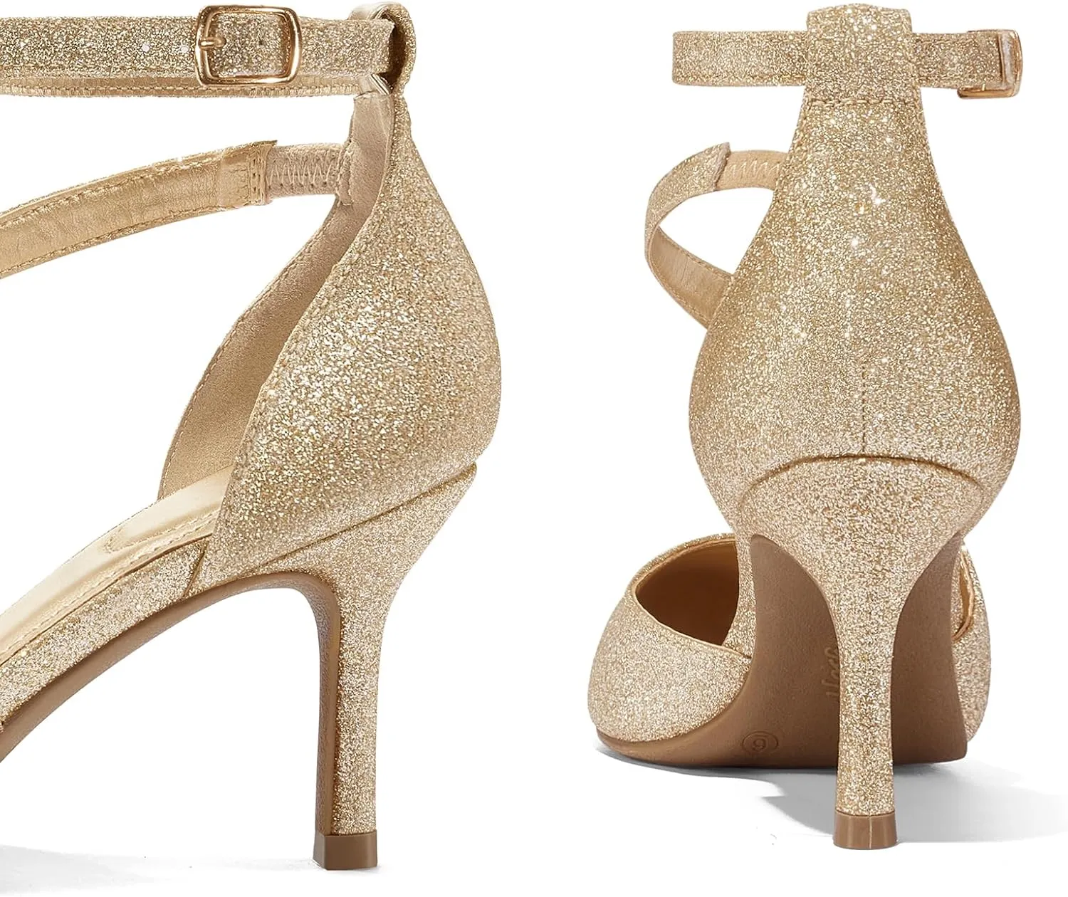 mysoft Women's Pumps Pointed Toe Stiletto Ankle Strap Closed Toe Low Heel Wedding Party Dress Shoes