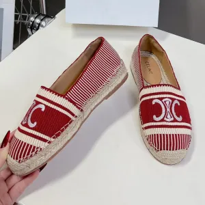 NEW FLAT FISHERMAN SHOES CARO RED COTTON CANVAS