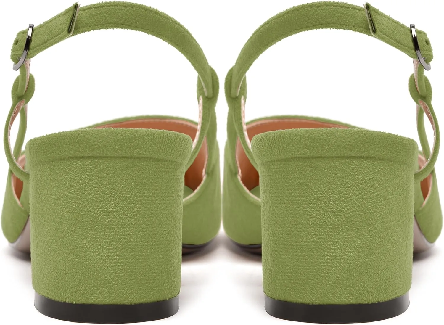 NUMALEO Womens Party Suede Buckle Comfortable Slingback Peep Toe Sexy Chunky Low Heel Pumps Shoes 2 Inch