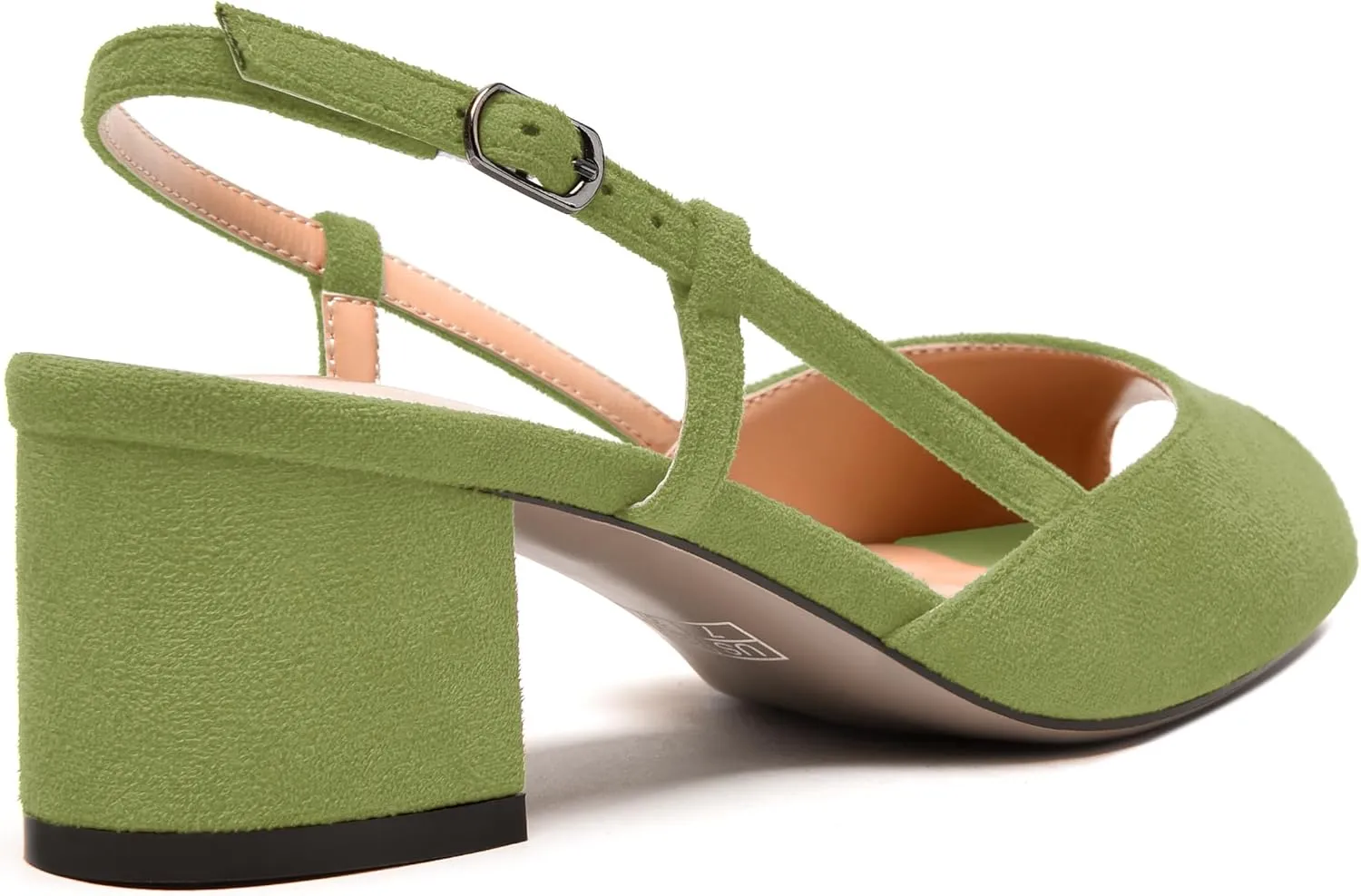NUMALEO Womens Party Suede Buckle Comfortable Slingback Peep Toe Sexy Chunky Low Heel Pumps Shoes 2 Inch